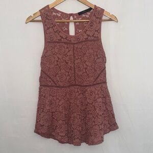 BKE Mauve Lace Sleeveless Top